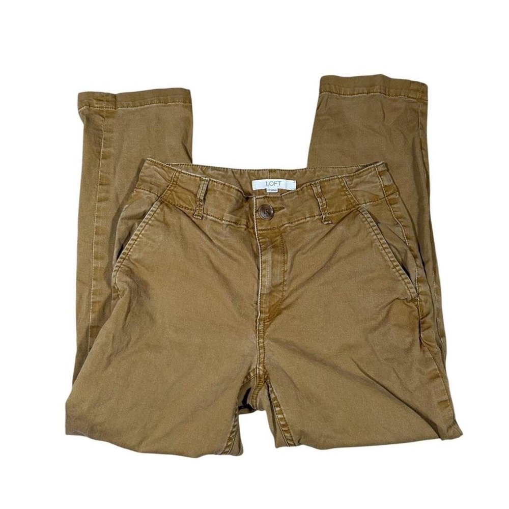 LOFT "The Perfect Straight" Pants Size‎ 0P Tan Skinny Basic Casual Minimalist